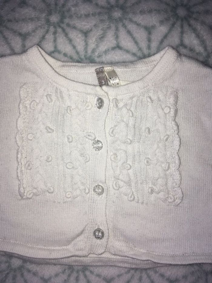Gilet style boléro blanc Orchestra - 3 mois - photo numéro 2