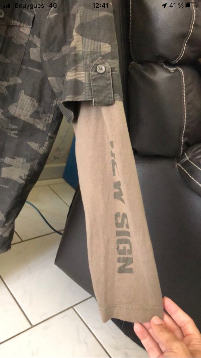 chemise style militaire bi matière - photo numéro 2