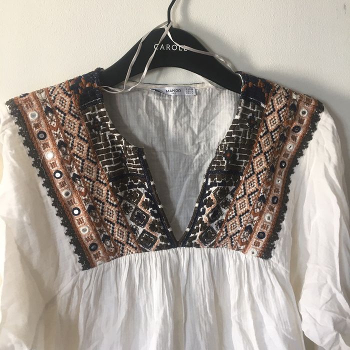 Blouse avec broderie 🧡 Mango 🧡 écrue - taille M - photo numéro 7