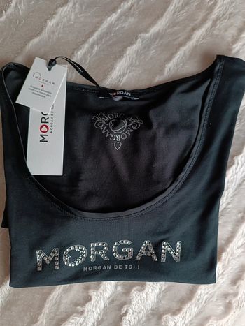 T-shirt noir/blouse Morgan - strass - taille M/L