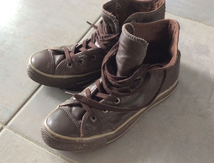 Baskets montantes Converse cuir marron 39 - photo numéro 4