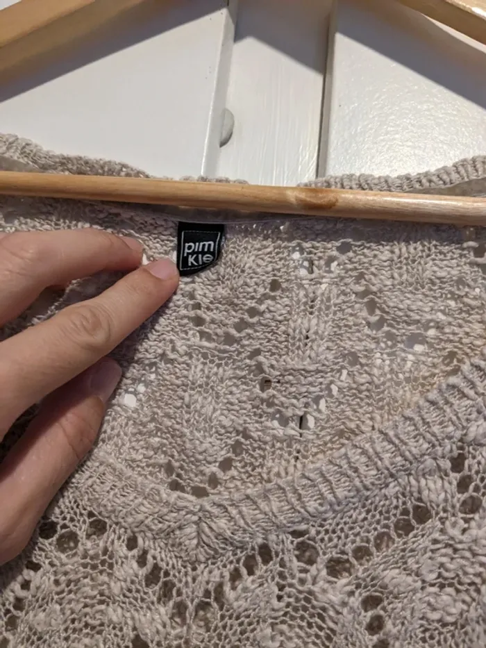 Pull fin moulant Pimkie - gris/beige effet crochet - photo numéro 2