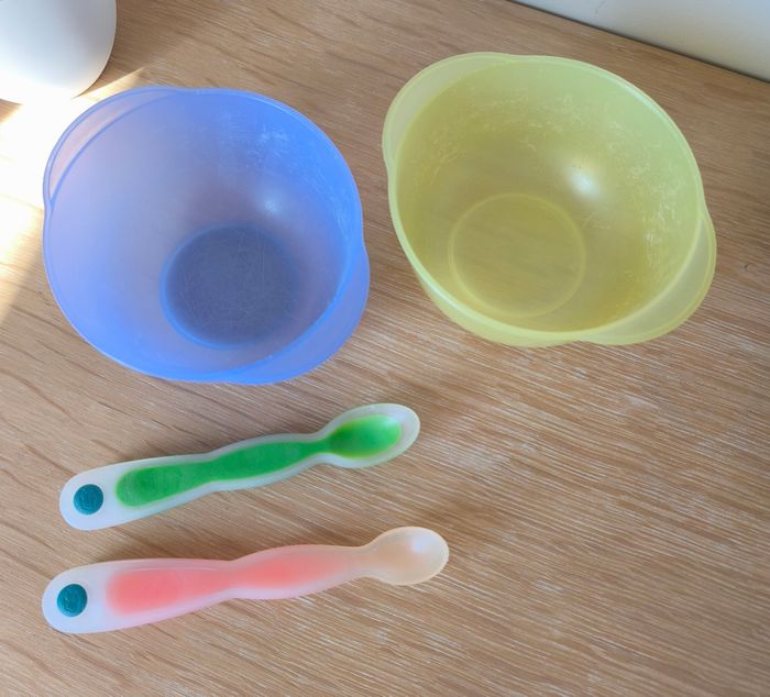 🌿 Lot de 2 bols bébé avec poignées + 2 cuillères thermosensible - Plastorex / Bébé Confort 🌿 - photo numéro 4