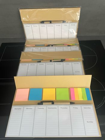 Lot de 4 organisateurs semainier avec post it