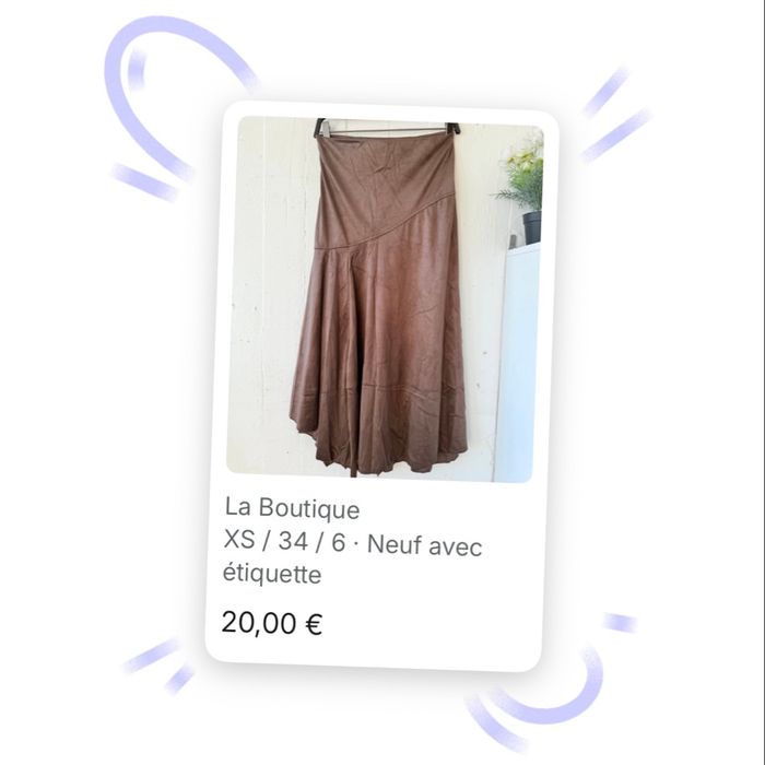 Jupe toucher peau de pêche velours marron  Légère asymétrie