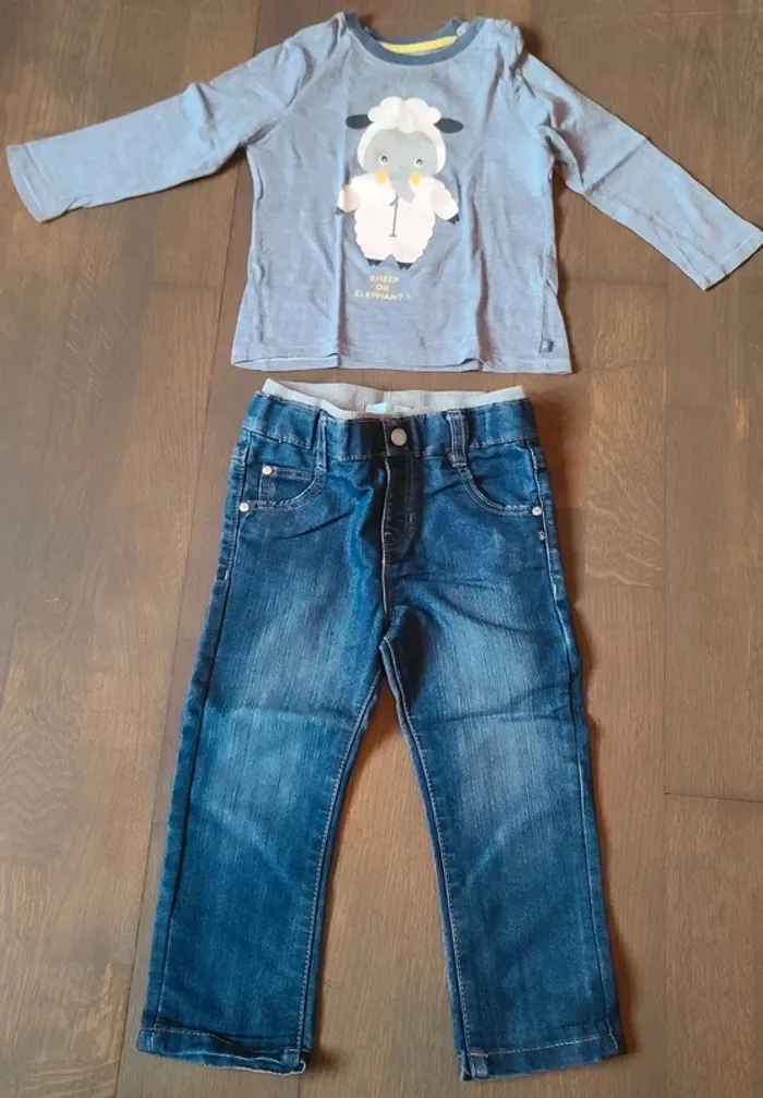 Ensemble jean + t-shirt à manches longues - photo numéro 2