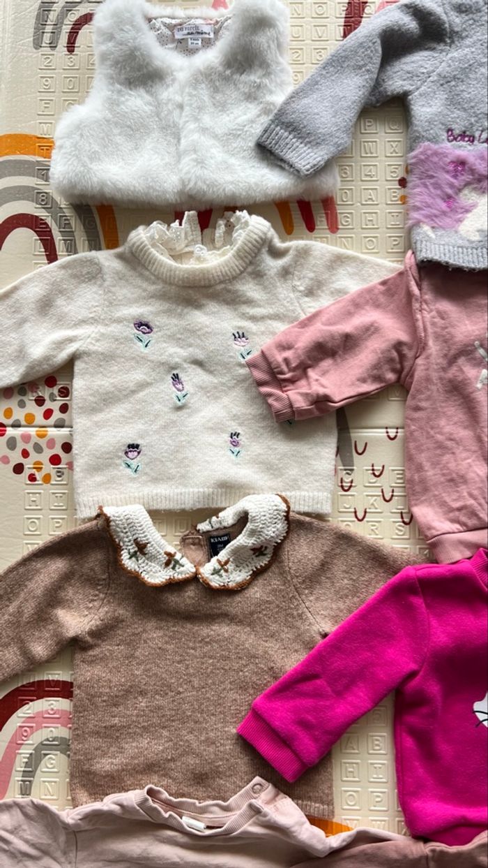 👶 Lot de 7 pulls + 1 gilet sans manches (doudou) - photo numéro 3