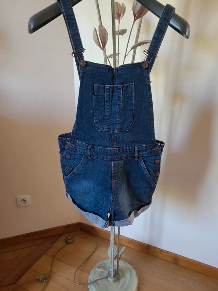 salopette short en jean camaieu taille 38 - photo numéro 9