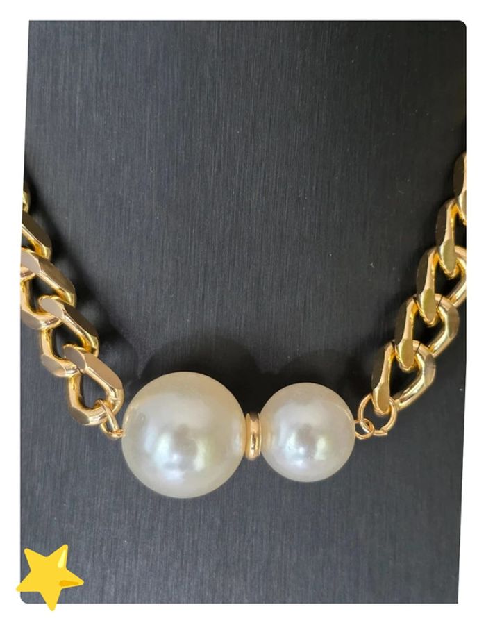 Collier acier inoxydable dorée avec perle xl - photo numéro 2