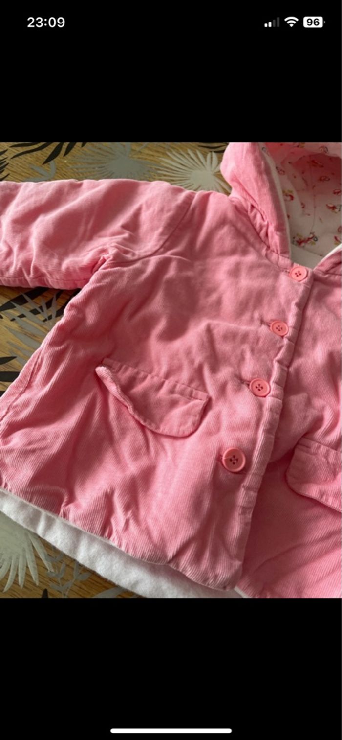 Manteau mi-saison velours côtelés rose petit bateau bb 3 mois - photo numéro 4
