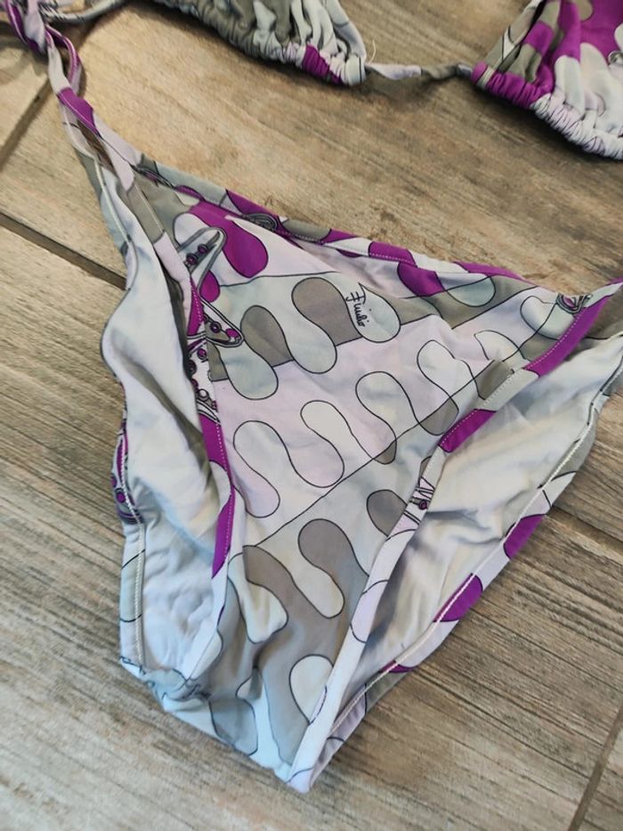 Maillot de bain deux pièces gris et violet Emilio Pucci Taille 40 - photo numéro 3
