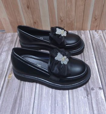 Mocassins Noirs Neufs - Nœud & Ourson Strass - Taille 30