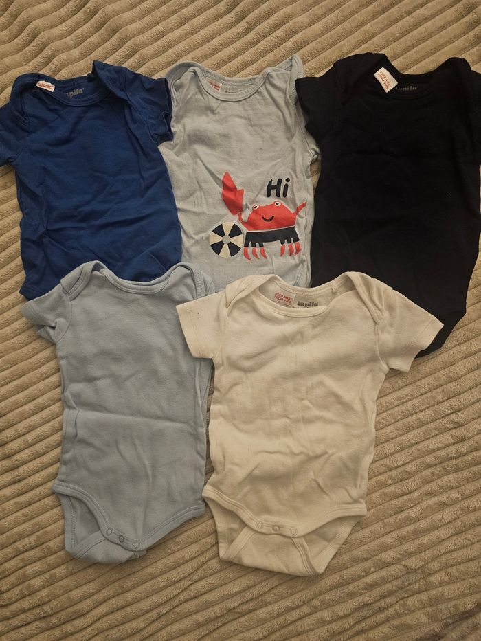 Lot de 5 bodies manches courtes 2-6M