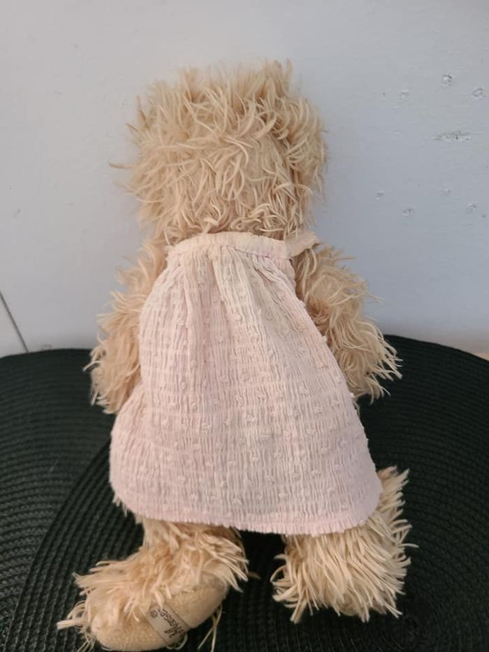 ancienne peluche peluche ours robe crépon louise mansen - photo numéro 4