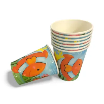 x6 gobelets papier motif aquarium poisson 25 cl Neuf