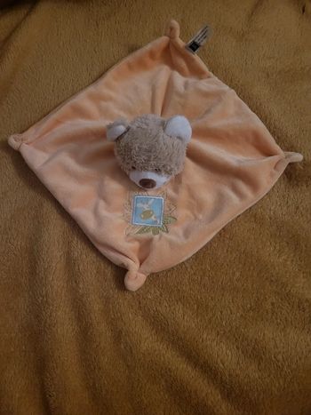 Orange Doudou plat ours orange