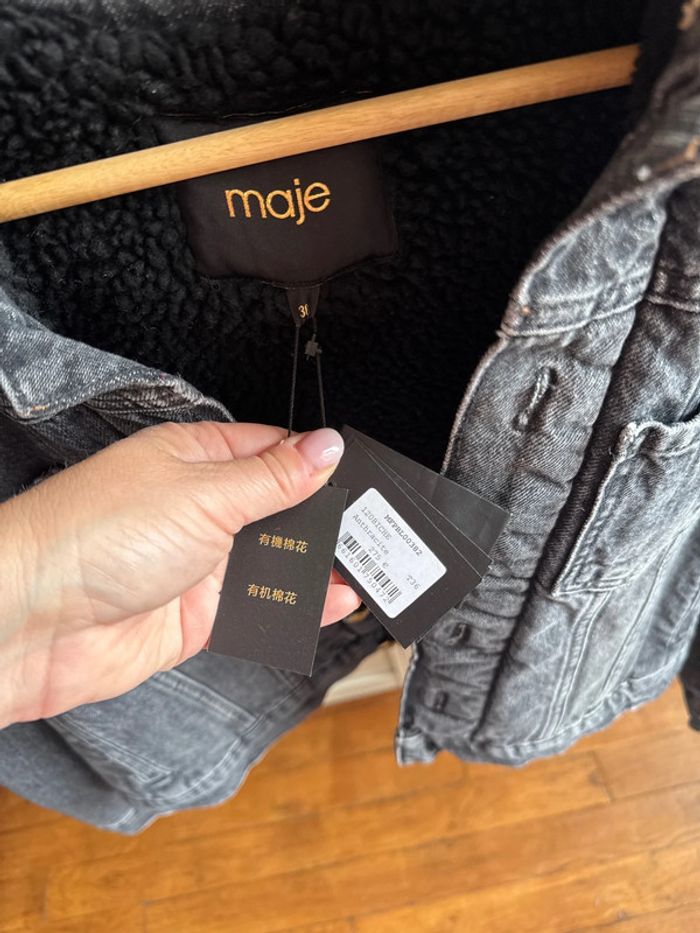 Veste en jean col sherpa Maje - photo numéro 2