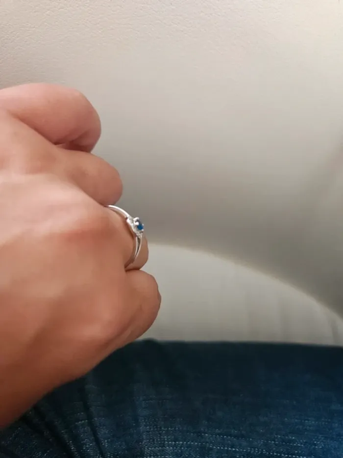 Bague argent pierre bleu t58 - photo numéro 2