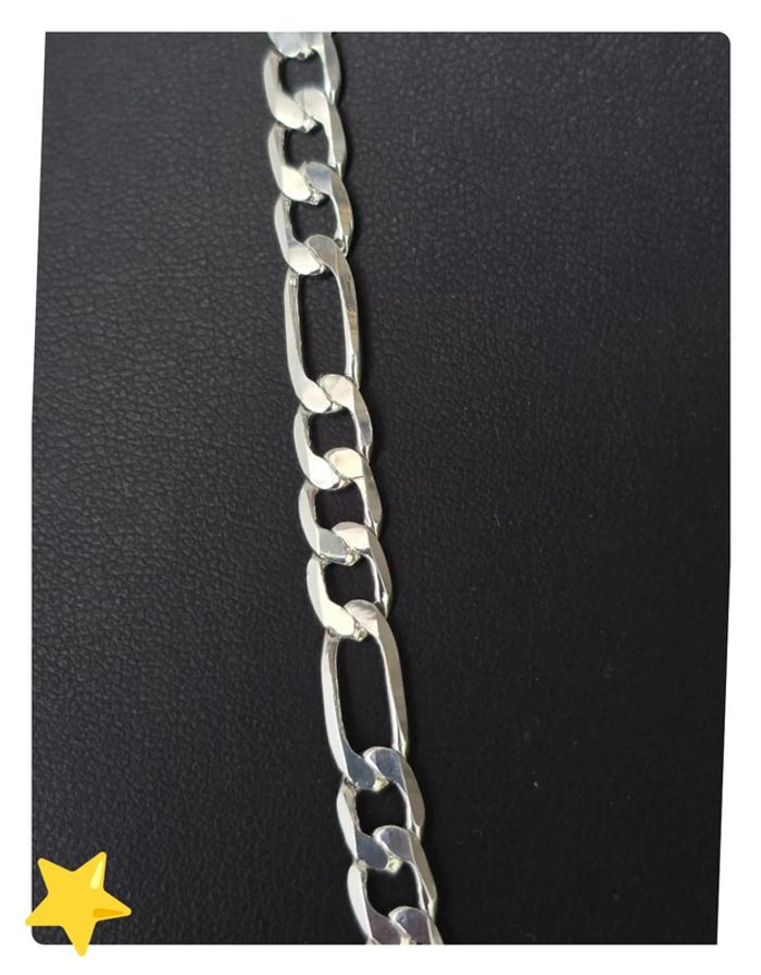 Collier maille figaro 6mm 60cm plaquage argent - photo numéro 3
