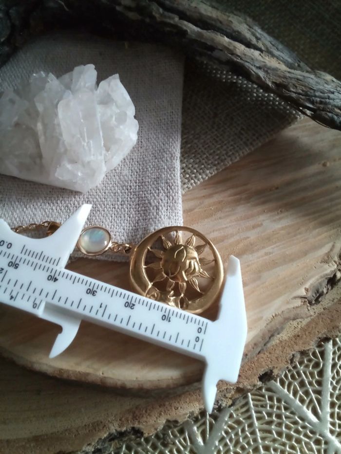 Collier lune et soleil avec connecteur en n'acre naturelle - photo numéro 2