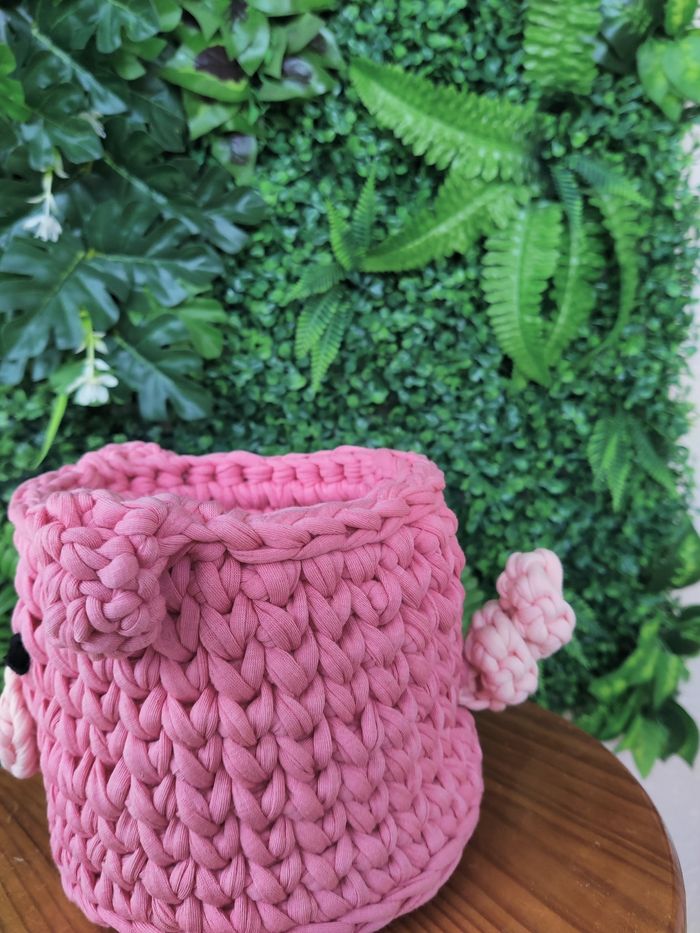 Panier au crochet en Trapilho "cochon" - photo numéro 2