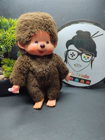 peluche kiki le vrai ancien singe ajena marron pouce tetine 18 Cm Yeux Vintage  
