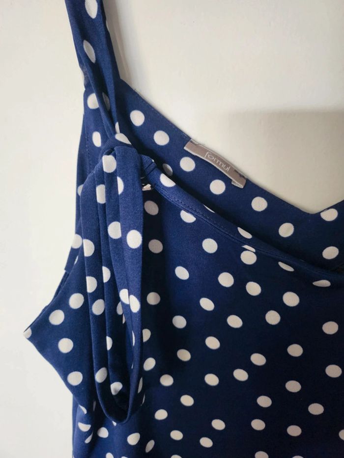 Débardeur tee-shirt Formul taille 38 comme neuf bleu marine a pois blanc - photo numéro 3