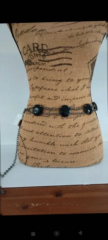 Ceinture chaînette noire et gris anthracite femme ajustable