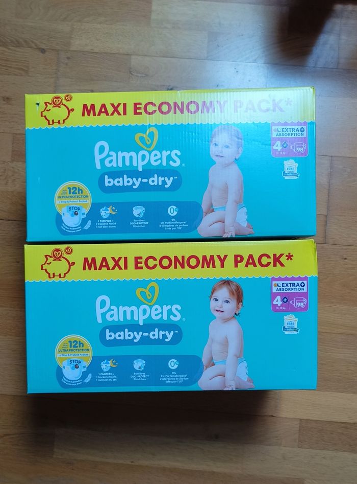 2 maxis economy packs Pampers baby dry taille 4+