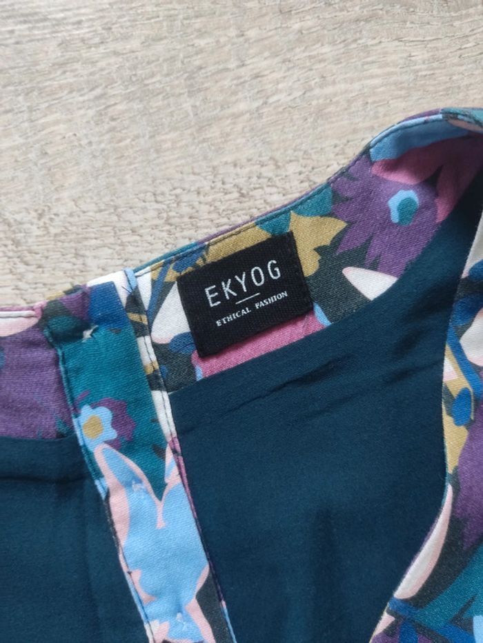 Robe mi-longue manches longues motifs fleuris multicolores taille 42 Ekyog - photo numéro 9