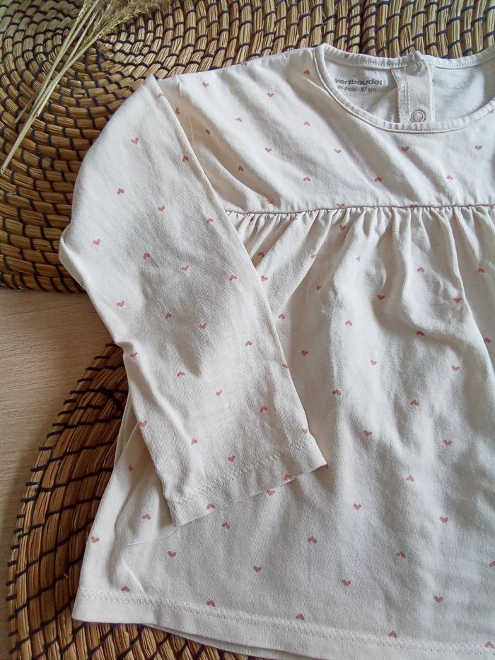 Tunique crème avec impressions coeurs Vert Baudet taille 36 mois - photo numéro 2