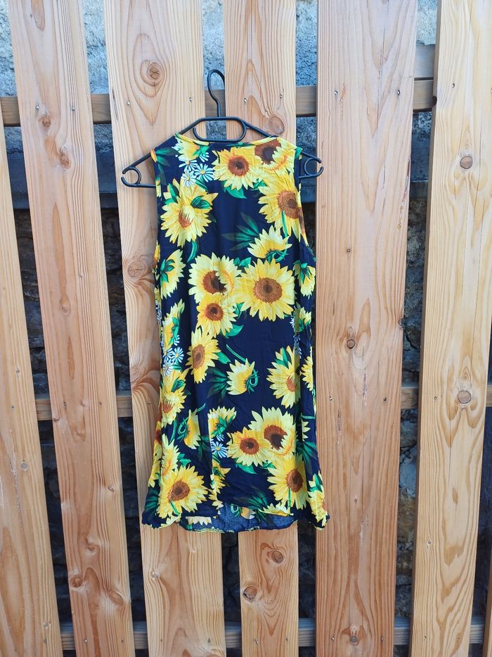 Jolie robe sans manches imprimé tournesol en coton Kaylla - photo numéro 6