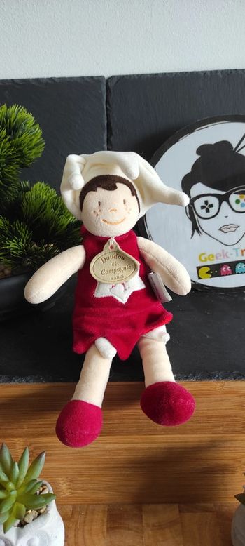 Doudou Et Compagnie Poupée Lutin Rouge Beige Blanc Étoile  #geektradedoudou