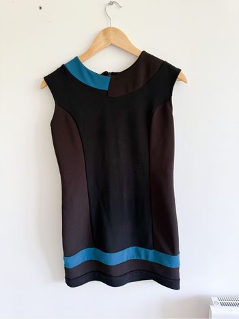 Robe droite marron noir turquoise made in italy taille 40 L