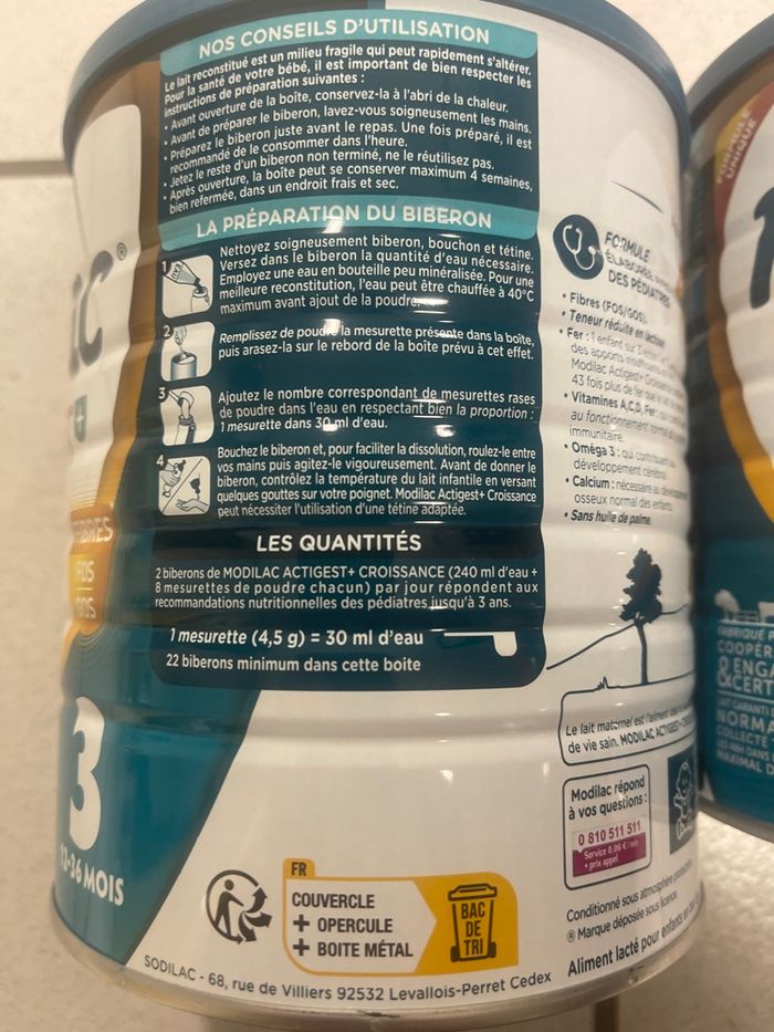 Lot de 3 boites de lait 3eme âge « Mobilac » - photo numéro 2
