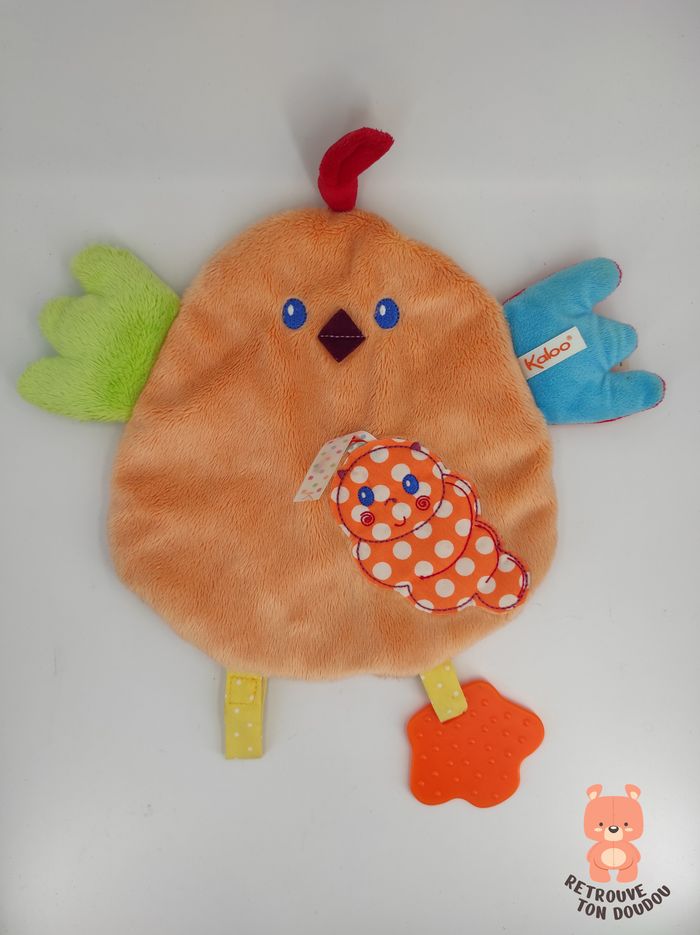 Doudou Plat Poussin Orange Chenille Kaloo