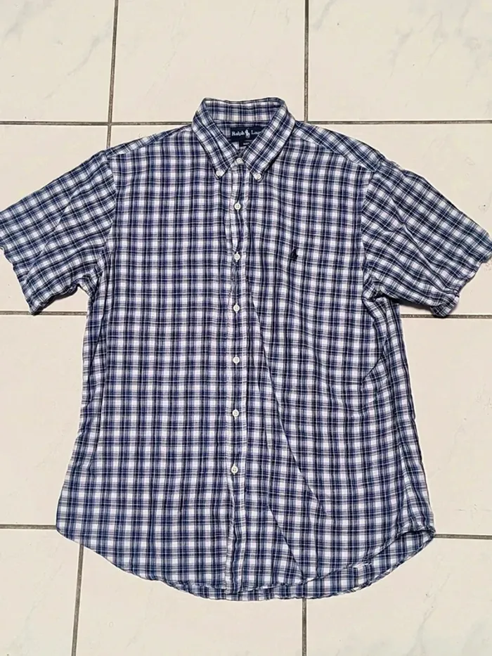 Chemise Ralph Lauren à carreaux bleu vintage Y2K – Custom Fit – Homme L - photo numéro 9