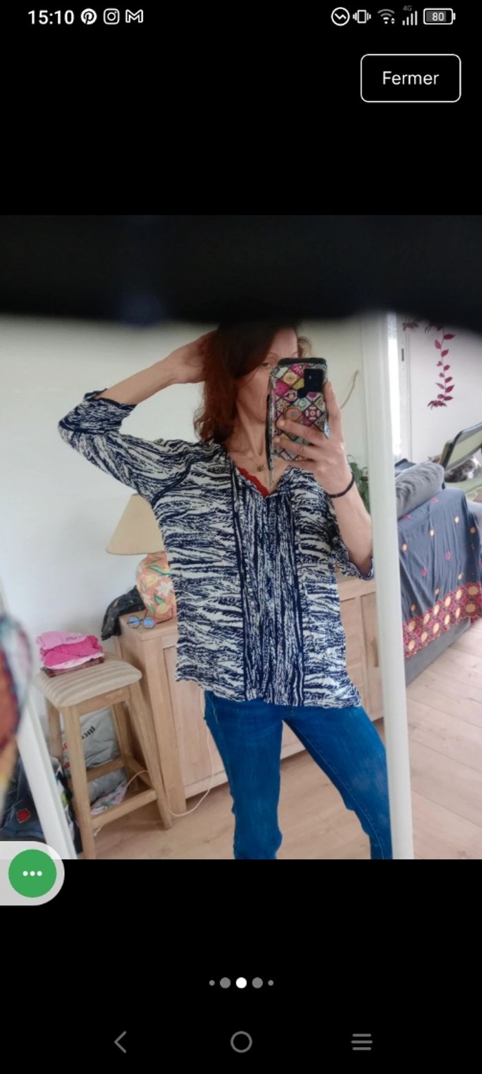 Tunique fluide 48 motifs bleu et blanc c78 - photo numéro 5