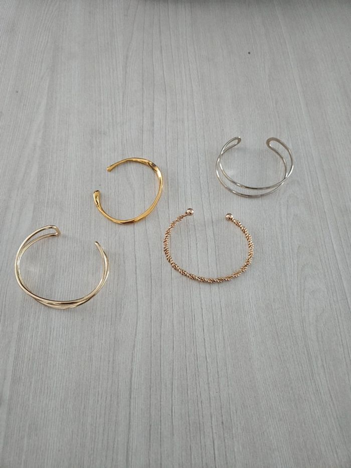 Lot de 4 Bracelets jonc doré
