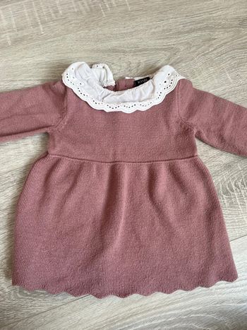 Robe fille 3 mois laine vieux rose / violet