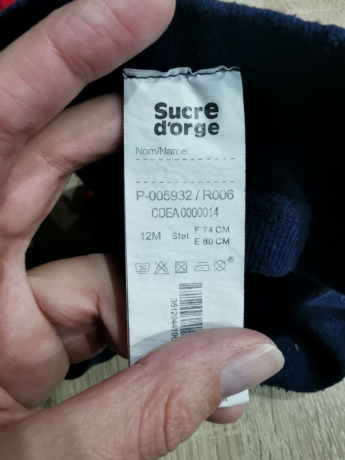 Robe d'hiver rouge motif lapin neuve sans étiquette 9mois sucre d'orge - photo numéro 7