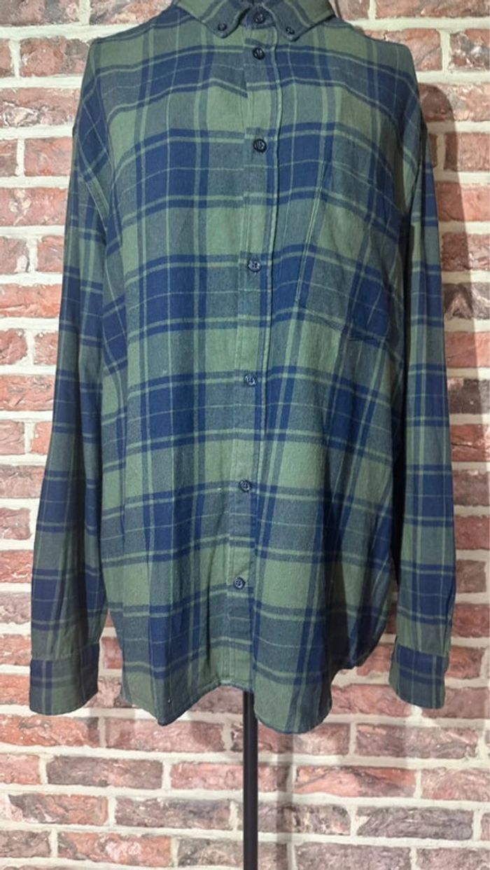 Chemise à carreaux bleu et verte H&M Regular Fit Taille L / 40 - photo numéro 3