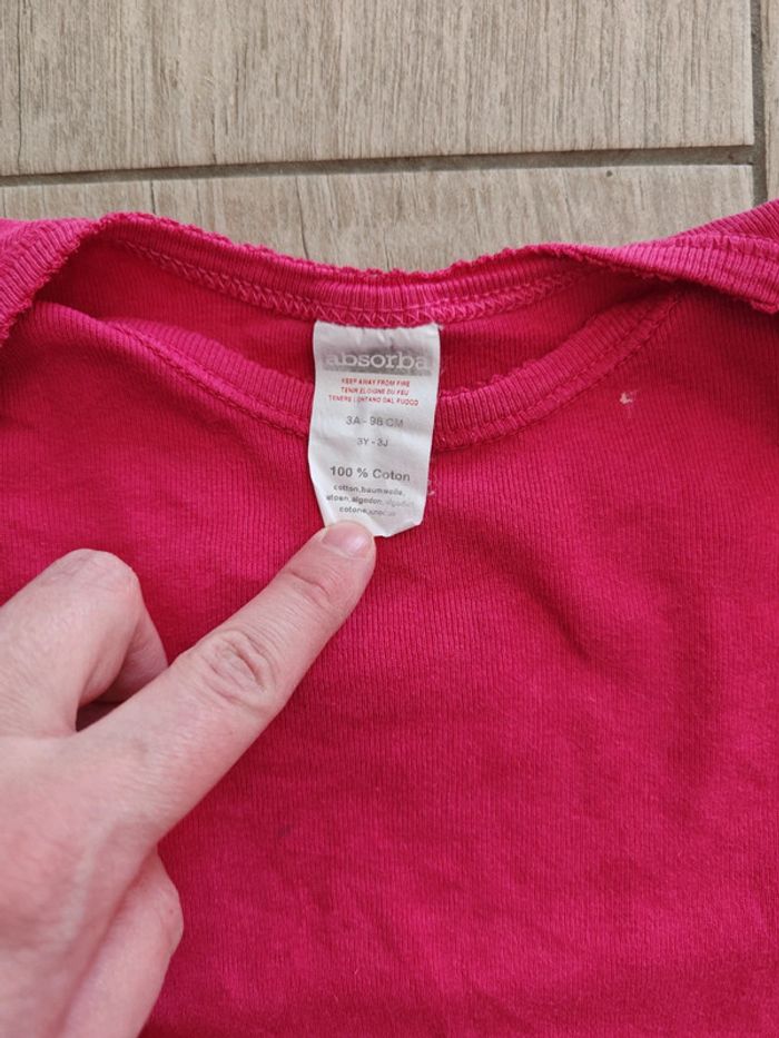Lot de 2 bodys roses manches longues 3 ans - photo numéro 2