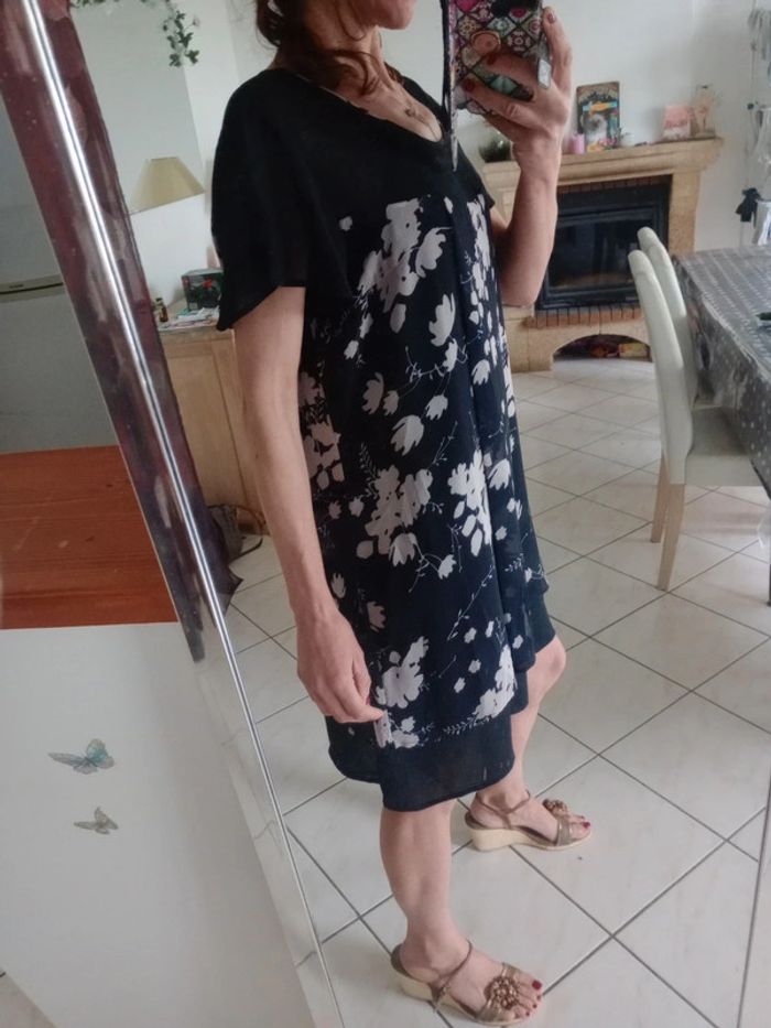 Robe été  46 type voile noir et greige c36 - photo numéro 3