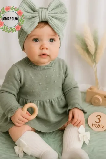 Ensemble robe tricot+turban et chaussettes hautes Primark 3 mois 🎀