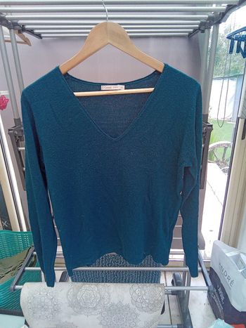 Pull col v taille XL Gémo - bleu émeraude (Al)