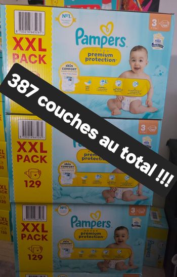 Lot de 3 packs XXL de couches pampers premium protection taille 3