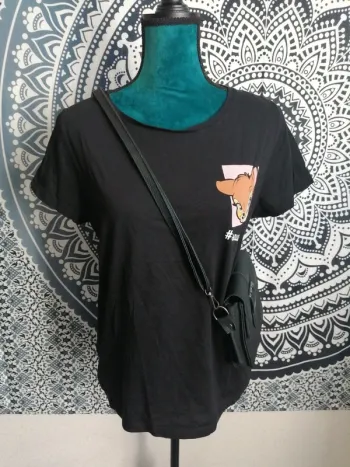 Tee-shirt noir imprimé bambi et écriture sauvage / disney / (L)