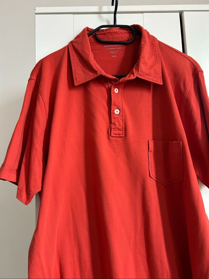 Polo rouge orangé uni Modern Fit Homme Monoprix Taille XXL - photo numéro 2