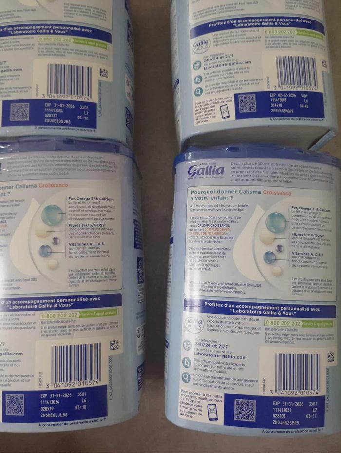 4 boîtes lait Gallia - photo numéro 2
